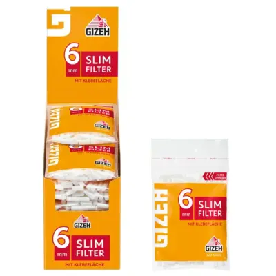 Gizeh Slimfilter 6mm mit Klebestreifen - VE: 20 x 100 Filter