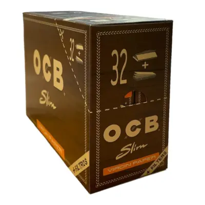 OCB Unbleached Slim Virgin Paper + Tips - VE: 32 x 32 Blatt+Tips