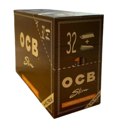 OCB Unbleached Slim Virgin Paper + Tips - VE: 32 x 32 Blatt+Tips
