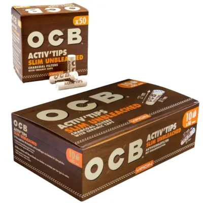 OCB Activ Tips Unbleached slim 7mm - VE: 10 x 50er Box