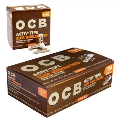 OCB Activ Tips Unbleached slim 7mm - VE: 10 x 50er Box