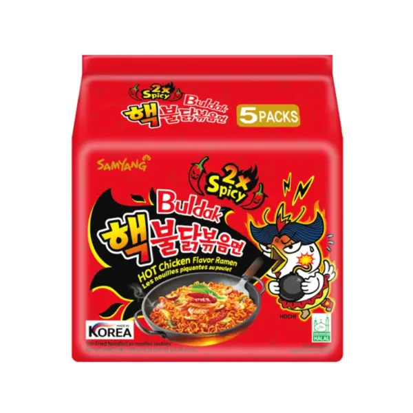 Buldak Samyang Noodles Double Spicy VE: 8 Stück x 5 Pack x 140g