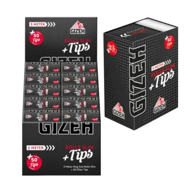 Gizeh Black Rolls Slim + Tips VE: 20 Boxen a 5 Meter + 50 Filter Tips