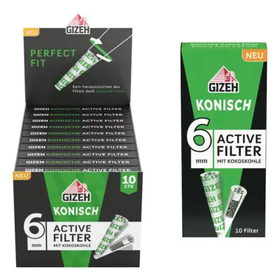 Gizeh Aktivkohlefilter Konisch 10er VE: 20 Packungen x 10 Stück