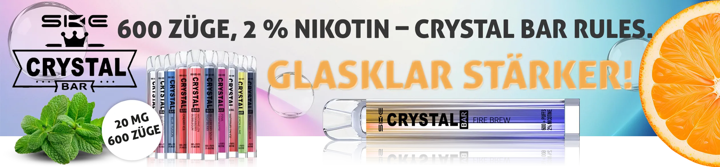 SKE Crystal Bar 600 mit 2% Nikotin – Headerbild