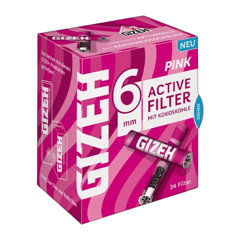 Gizeh Pink Active Filter 6mm VE: 10 Packungen x 34 Stück