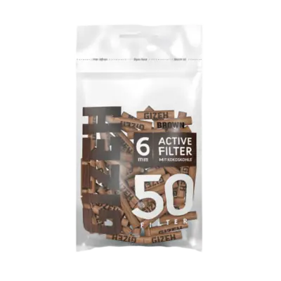 Gizeh Brown Active Filter 6mm 50er VE: 10 Beutel x 50 Filter