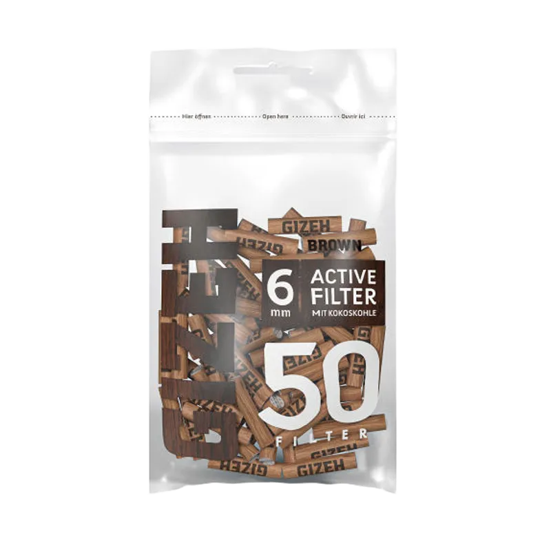 Gizeh Brown Active Filter 6mm 50er VE: 10 Beutel x 50 Filter