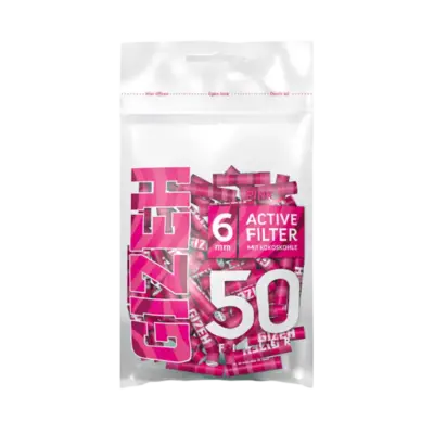Gizeh Pink Active Filter 6mm 50er VE: 10 Beutel x 50 Filter