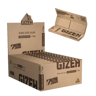 Gizeh Unbleached King Size Slim & Tips VE: 26 Heftchen + 34 Blättchen + 34 Tips