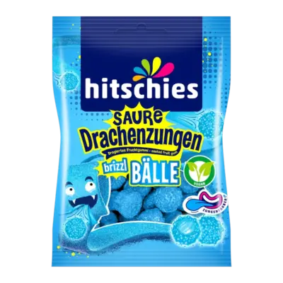 Hitschies Saure Drachenzungen brizzl Bälle Blau VE: 12 Stück a 100g