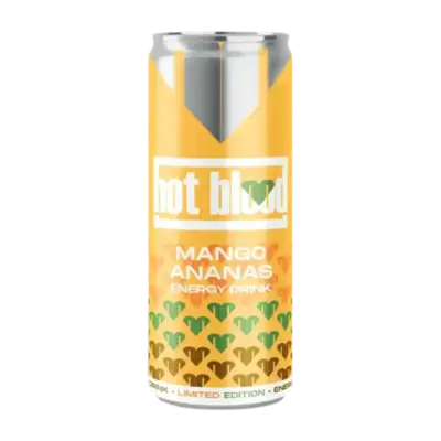Hot Blood Energy Mango-Ananas VE: 24 Dosen a 0,25l