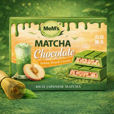 MeM's Matcha Chocolate White Peach Cream VE: 12 x 100g
