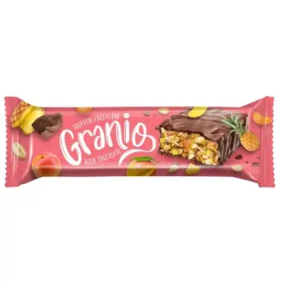 Granio - Milchschokolade Hafer Tropfenfrüchte Bar VE: 24 x 40g