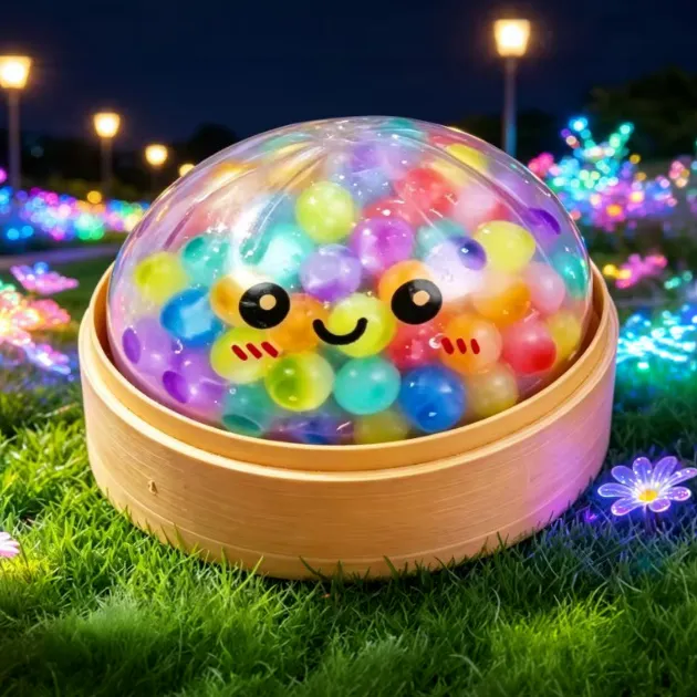 Glitzer Dumpling Squishy mit Perlen VE: 12 Stück