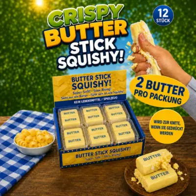 Squishy CRISPY Butter 2x klein Gelb VE: 12 Stück